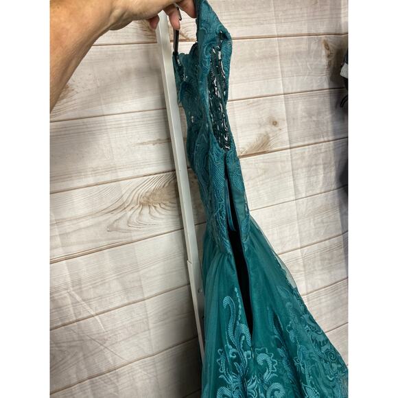 Teal Green Knee Length Sheath Cocktail Dress With Short Sleeves XS NEW - Picture 7 of 7